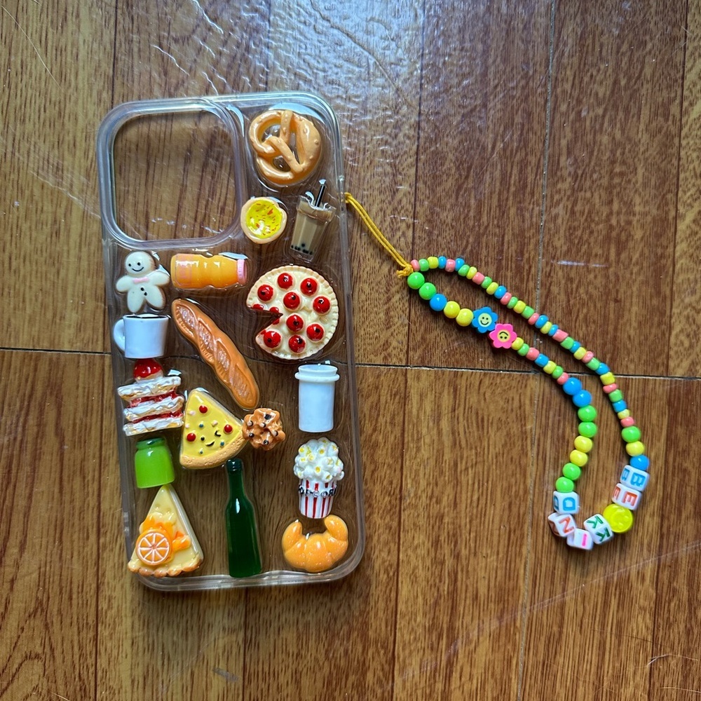 Colorful Beaded iPhone 14 Pro Max Case with Food Charms